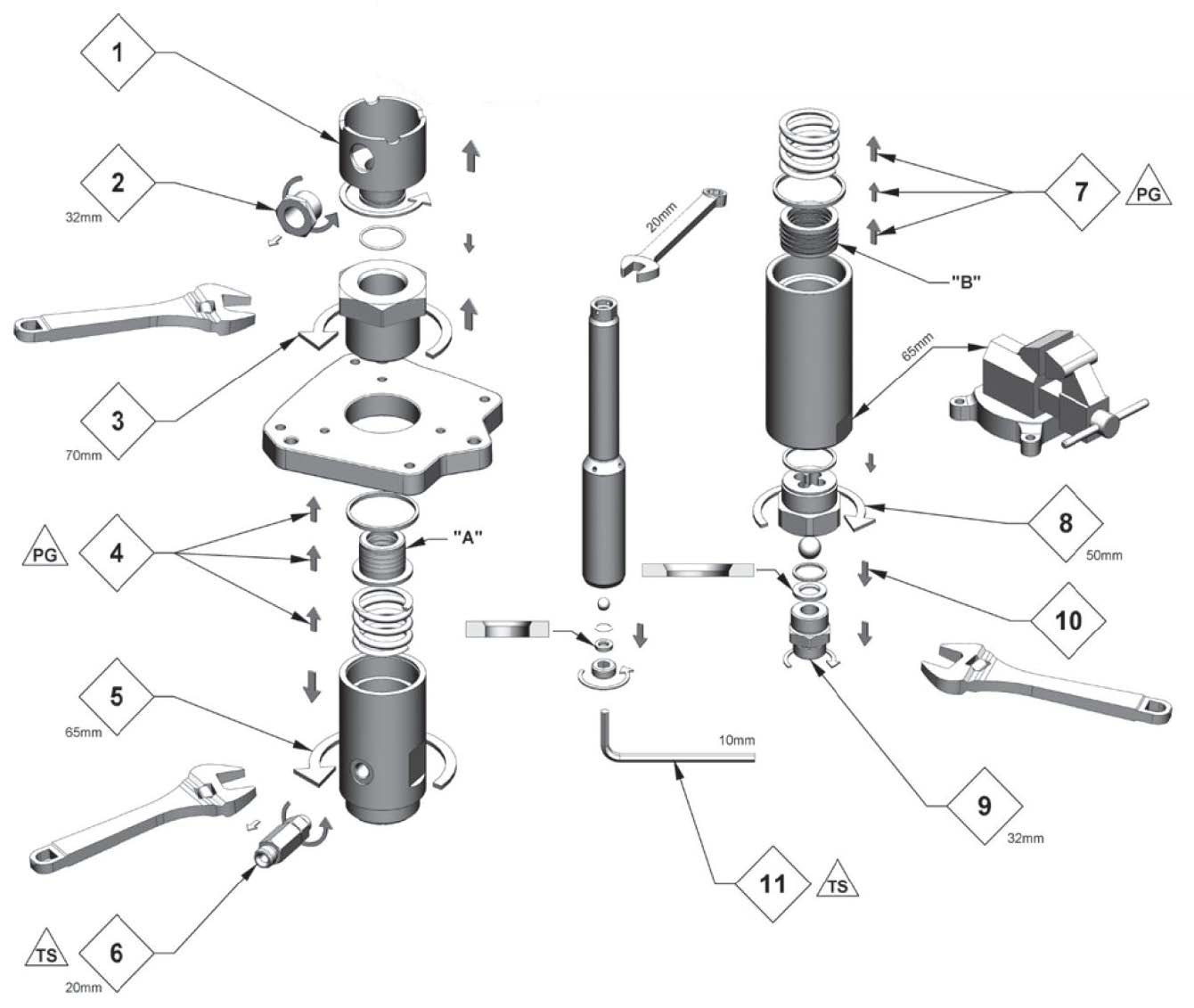 SEKCJA CIECZY FX12 I FXL12 (uszczelki Chevron) – KONSERWACJA